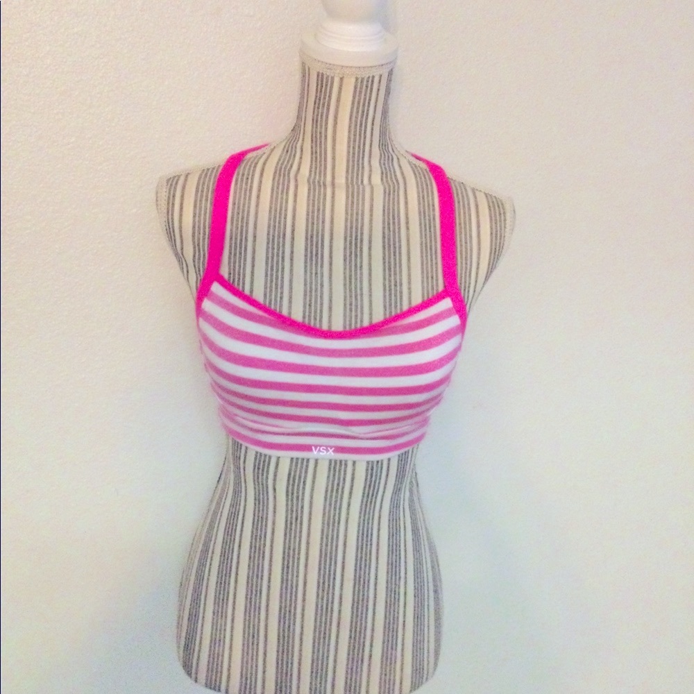 Victoria’s Secret VSX Hot Pink & White Striped Sport Bra